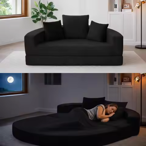 Convertible Corduroy Loveseat Sleeper 67in Pull-Out Floor Bed 3 Pillows 550lbs Capacity, Customized