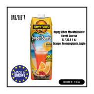 Happy Vibes Pre-Mix Mocktails/Mixers Sweet Sunrise (Made in Europe) Single Carton of 1L (Made with Orange, Pomegranate, Apple Juice)