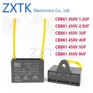 2PCS CBB61-P2 Fan Start Capacitor 1.2UF 2.5UF 3UF 4UF 5UF 8UF 10UF Ceiling Fan Range Hood 450V