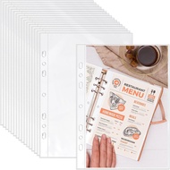 100 Pack 5.5x8.5 Inch Sheet Protectors for 3 or 6 Ring A5 Binder, Half Letter Size 7 Holes Mini Heav