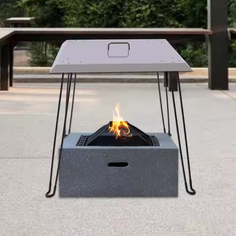 Outdoors Fire Pit Heat Deflector, Pushes Heat Down And Out, Stainless-Steel With Carrying Handle 61c