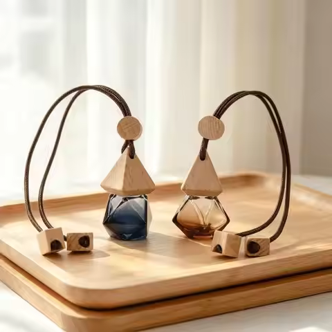 1pcs 8ml Triangle Cover Brown Rope Gradient Rhombus Glass Bottle Empty Car Essential Oil Diffuser Fr