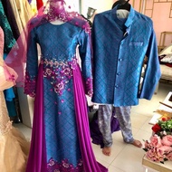 Baju Pengantin Songket Lelaki Perempuan Blue Purple