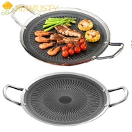 MXMUSTY Frying Plate, Portable Nonstick Barbecue Plate, Multifunctional Thickened Bottom Durable Stainless Steel BBQ Grill Pan Home
