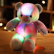 2023 New 30cm/50cm Colorful Luminous Teddy Bear LED Light Plush Pillow Cushion Kids Toys Stuffed Animal Doll Birthday Gift for Children
