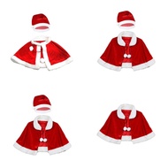 Christmas Clothing Cosplay Velvet Red Short Cloak Hat Kids For Adults