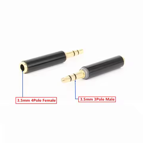 Gold 3.5mm 3Pole Male to 3.5mm 4Pole Female Audio Plug Jack Adapter 3 Pole to 4 Pole Connector 1Pc