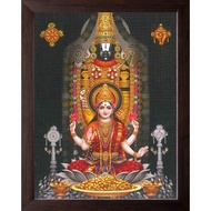 Lord Balaji with Goddess Lakshmi, HD Printed Religious & Wall Decor Picture with Frame for Home & Ot