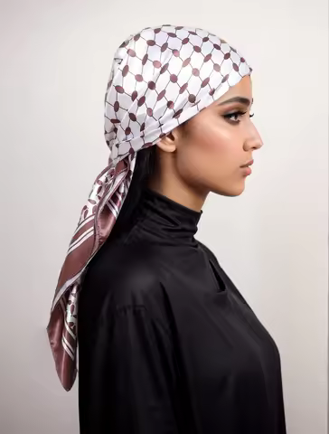 90*90cm Printed Silk Palestine Scarf Keffiyeh Satin Ladies Hijab Kuffiyeh Small Square Scarf Bandana