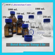 Botol Reagen / Botol Kaca / Botol Laboratorium / Botol Kimia / Botol Sampel / Botol Laboratorium Tut