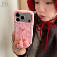 Girl Pink Bow Shoes Pendant Silicone Suitable For iPhone 17 16 15 14 13 Pro Max i15 i16 i17 Phone Ca