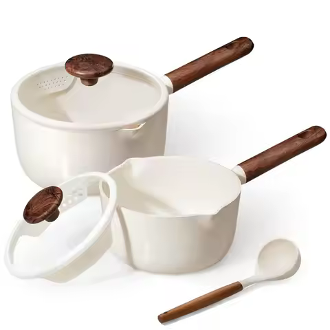2QT amp 3QT Sauce Pan Sets with Lid amp Ladle Ceramic Nonstick Pot Set Non Toxic Saucepan Small Kitc
