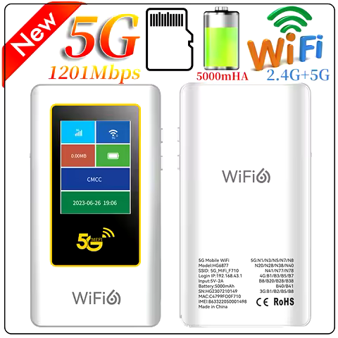 5G Wifi Wireless Router 1201Mbps Lte Portable Wifi Hotspot 5G Mifi Unlock Type-c Fast Charge 5000 mA