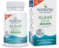Nordic Naturals Algae DHA - 500 mg Omega-3 DHA - 90 Soft Gels - Certified Vegan Algae Oil - Plant-Ba
