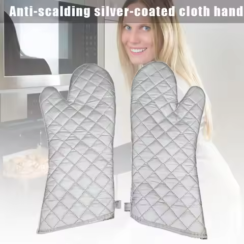 1pair Oven Mitts Kitchen Oven Microwave Gloves High Heat Resistant Long Oven Mitts Anti-scalding Sil