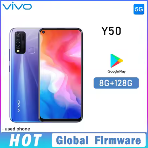 VIVO Y50 4G Smartphone Global Firmware Snapdragon 665 Octa Core 6.53" 5000mAh 8GB 128GB 50 Used Phon