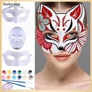 ✨ Halloween White Cat Face Masks Handpainted DIY Opera Depict Mask Cosplay Paintable Half Face Facep