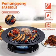 BBQ Grill Pan Smoke Kompor Set Alat Bakaran Bulat Anti Lengket Maxim Omicko Pemanggang Steak Daging Sosis Ikan Barbeque Outdoor Roaster