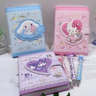 Sanrio Notebook Gel Pen Hello Kitty Kuromi Cinnamoroll Calendar Notebook Student Stationery Set Offi