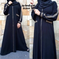 Abaya Turkey Hitam Gamis Dress Maxi Arab Saudi Bordir Dubai Ziper