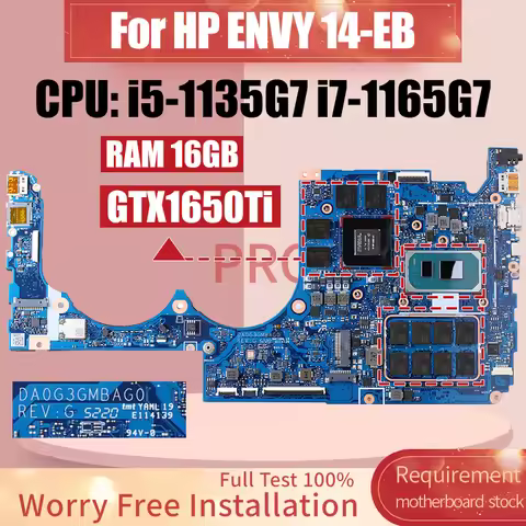 DA0G3GMBAG0 For HP ENVY 14-EB Laptop Motherboard i5-1135G7 i7-1165G7 GTX1650Ti RAM 16GB L85348-005 M