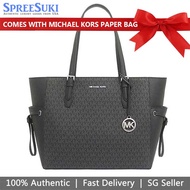 Michael Kors Handbag With Gift Paper Bag Tote Shoulder Bag Gilly Large Logo And Leather  Black # 35S1S2GT7B