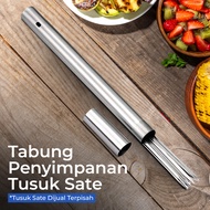 Stainless Steel BBQ Skewer Storage Tube 201 35cm - Stainless Steel BBQ Skewer Storage Container 35cm