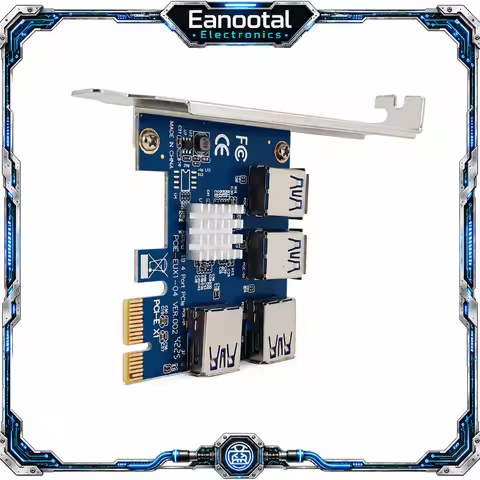 PCIe X1 to 4 USB 3.0 Riser Card PCI-E Four Port Expansion Adapter for GPU Mining Rig Desktop Compute