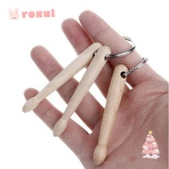 ROXUL Drum Sticks Key Ring, Gift Metal Drumsticks Keychain, Wood Mini Drumstick Grommets