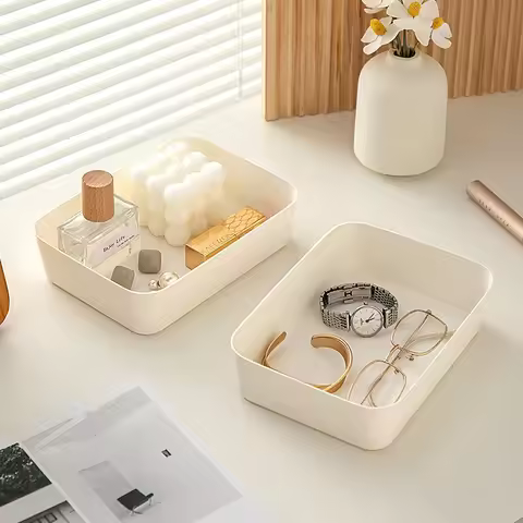 Black/White Box Storage Organizer Desk Plastic Storage Box Container Drawer Organizer Table Jewelry 