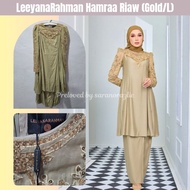 LeeyanaRahman Hamraa Riaw Gold NWT Preloved Baju Kurung Baby Blue Peach Saiz L