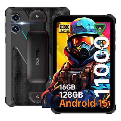 Oukitel RT3 PLUS 11000mAh Rugged Tablet, 8.0" HD Display 16GB (4+12)+128GB Android 15.0 16MP