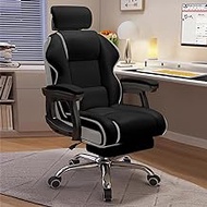 WXJHL Executive Office Chair with Foot Rest, Ergonomic Computer Desk Chair with Lumbar Support, Big and Tall Home Desk Chair, High Back Gaming Chair for Office Home Study,Black