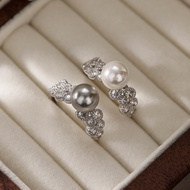 925 Sterling Silver Pearl Ring for Women, Minimalist Adjustable Open Ring, Korean Style, Index Finge