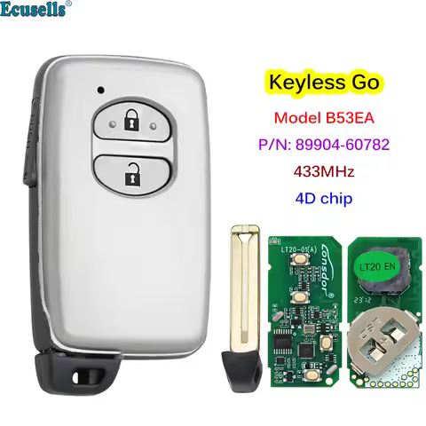 2 Button Keyless Go Smart Key ASK 433MHz 4D-67 Chip for Toyota Land Cruiser 2007-2016 B53EA P1 98 P/