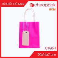 CTG6H - 20x14x7 cm - Combo of 25 paper bags with handles at super cheap price in pink -C.MTG6H