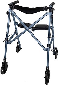 Able Life Space Saver Rollator, Lightweight Folding 4 Wheel Rolling Walker for Seniors with Compact Travel Seat and Locking Brakes, Cobalt Blue
