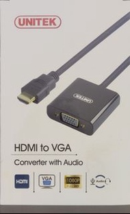 UNITEK Y-6333 - HDMI 轉 VGA 轉接器 (配備 3.5mm 音訊接口)