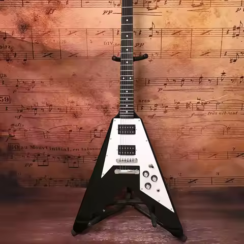 Stunning factory custom electric guitar Flying V black color dot inlays Rosewood fingerboard hot sal