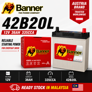Banner 42B20L 12V 36AH 335CCA Car Battery for Perodua Axia Myvi Alza Viva Honda City Jazz