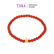 TAKA Jewellery 999 Pure Gold Flower Charm with Beads Bracelet