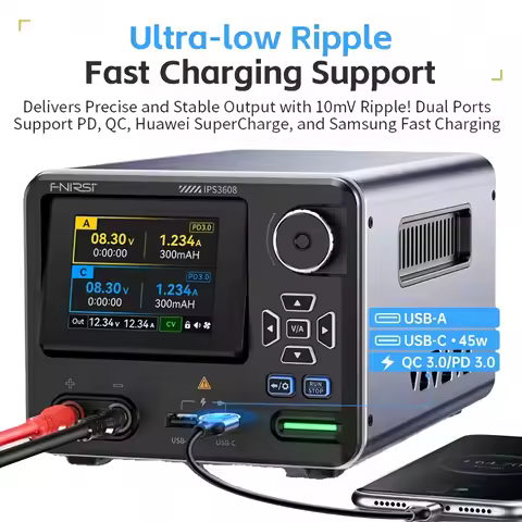FNIRSI IPS3608 36V 8A Intelligent Lab Tool with Curve Display, Support PD/QC Fast Charging via USB-A