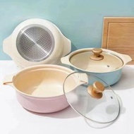 IRIS OHYAMA - 24cm日式家用湯鍋火鍋：明火與電磁爐通用(粉紅色）