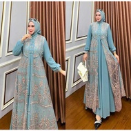 Renata Dress BV Fashion Dress Ceruty Babydoll Material Mix Brocade Pearl Sequin Application LD 110cm