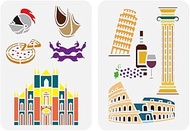 FINGERINSPIRE 2 Pcs Italian Landmarks Large Stencil 8.3x11.7" Venice Pattern Painting Stencil Roman 