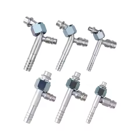#6 #8 #10 AC Gas-jet Fitting R12 Aluminium 90 Degree / Straight Fitting with R134a Gas Filling Nozzl