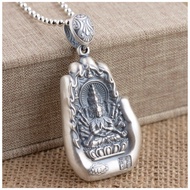 999 Silver Benming Buddha Pendant Pure Silver Retro Year of the Ox Eight Patronus Bergamot Necklace 