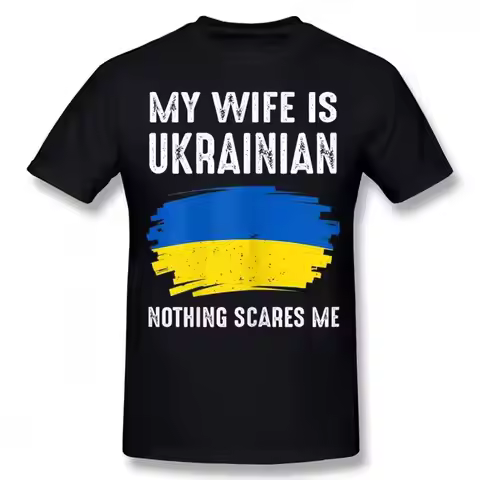 My Wife Is Ukrainian Ukraine Pride Flag T Shirts Summer Style Graphic Cotton Streetwear Short Sleeve
