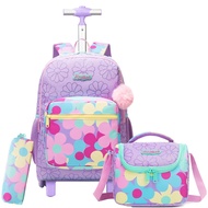 MINOSSOB Trolley School Bag 3in1 Set Primary Elementary School Student's Trolley Backpack, Pencil Ca