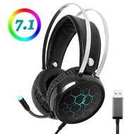 7.1 Gaming Headset with Microphone Headphones Surround Sound USB Wired Gamer Earphone for PC Computer Xbox One PS4 RGB Light